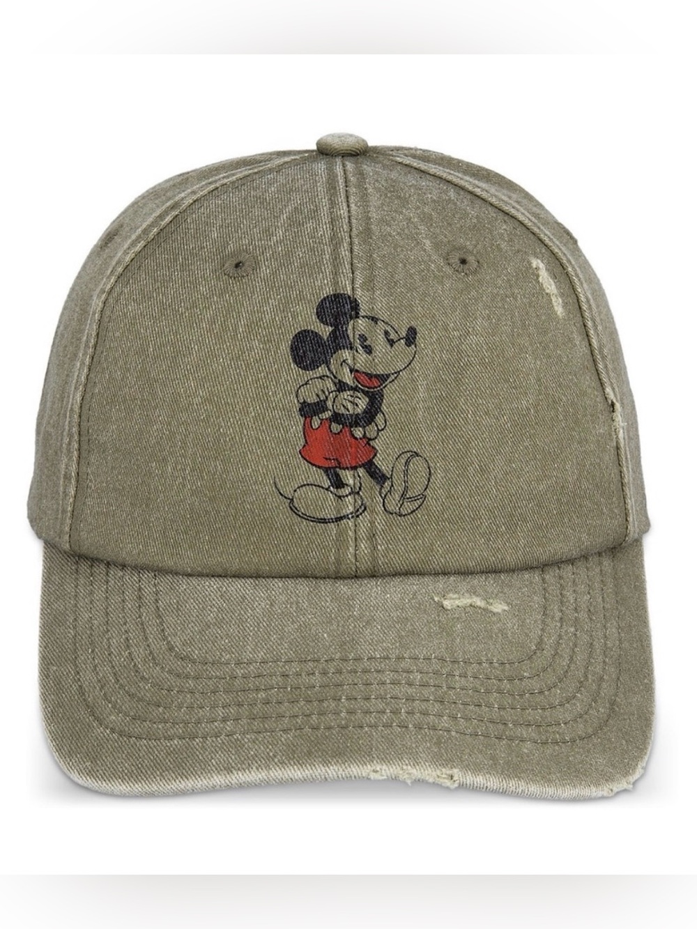 Disney Olive green distressed Mickey hat
